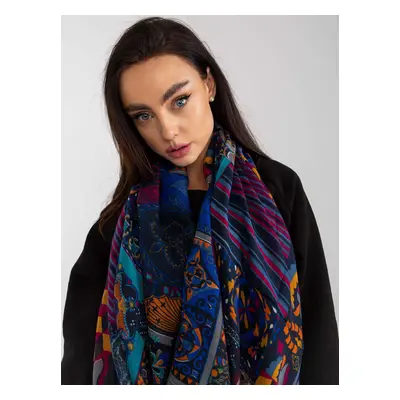 Navy blue scarf with print