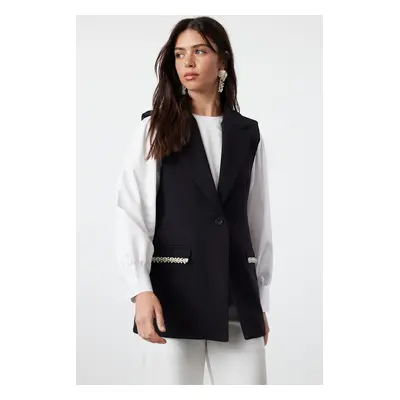 Trendyol Black Accessory Detailed Fabric Woven Vest