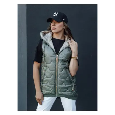 Women's quilted vest with hood GLITZY green Dstreet