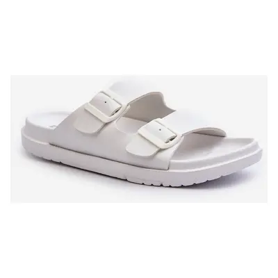 Lightweight Men's Slippers with Big Star Buckles White