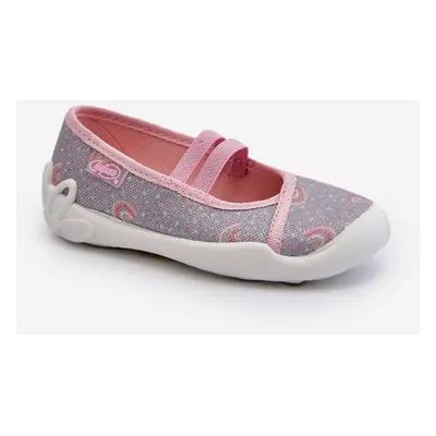 Befado patterned ballerina slippers gray and pink