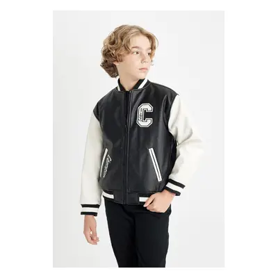 DEFACTO Boys Water Repellent College Collar Bomber Jacket