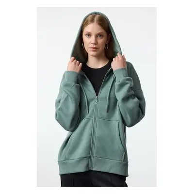 Trendyol Dark Green Knitted Sweatshirt