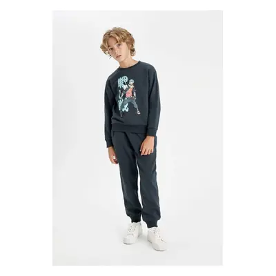 DEFACTO Boy Printed Sweatshirt Tracksuit Bottom 2-Piece Set