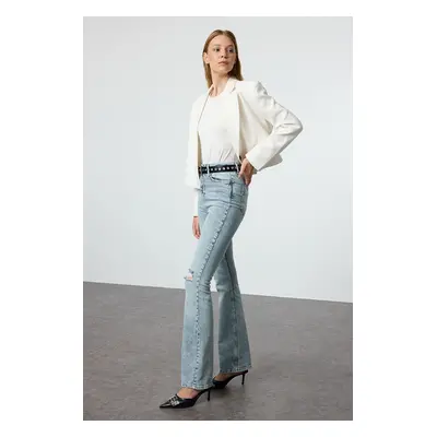 Trendyol Blue High Waist Flare Jeans