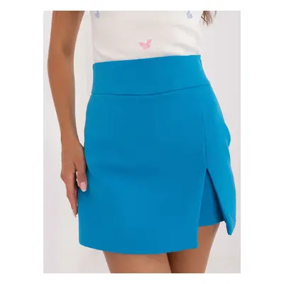 Blue elegant skirt and shorts with slit