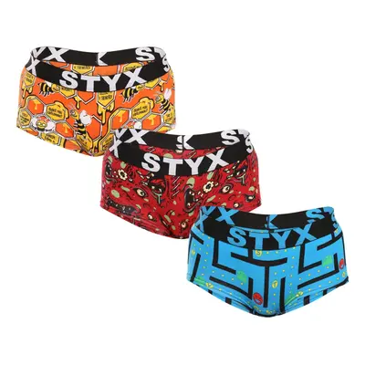 3PACK women's panties Styx art with leg loops multicolored