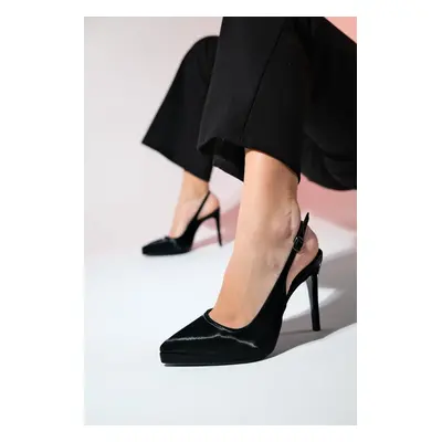 LuviShoes SANTA Black Women's Pointed Toe Platform Heel Shoes