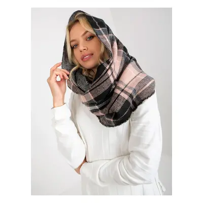 Light pink and black lady's checkered winter scarf