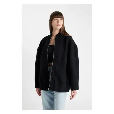 DEFACTO Relax Fit College Collar Taffeta Cashmere Bomber Jacket