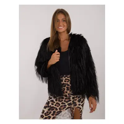 Black elegant fur jacket with lining