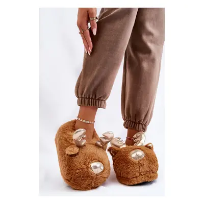 Women's Fur Slip-on Slippers Reindeer Light Brown Comet