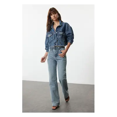 Trendyol Blue High Waist Wide Leg Jeans