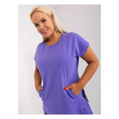 Purple basic cotton blouse plus sizes