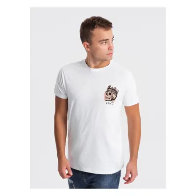 Ombre Men's cotton t-shirt with chest print - white