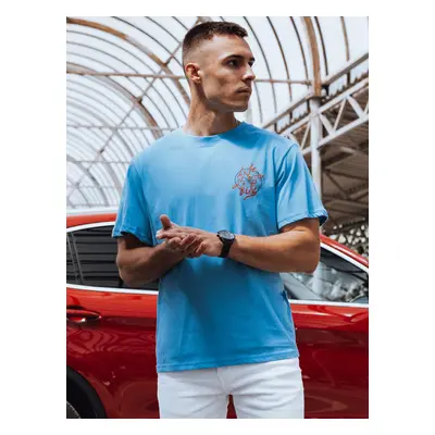 Men's T-shirt with print, light blue Dstreet