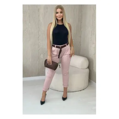 Punto trousers with belt powder pink