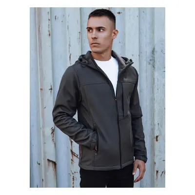 Men's transitional softshell jacket with hood dark gray Dstreet