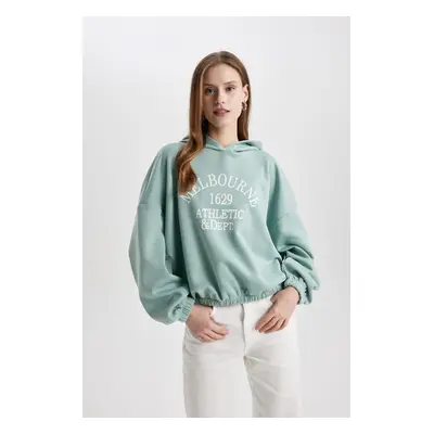 DEFACTO Relax Fit Hooded Printed Sweatshirt