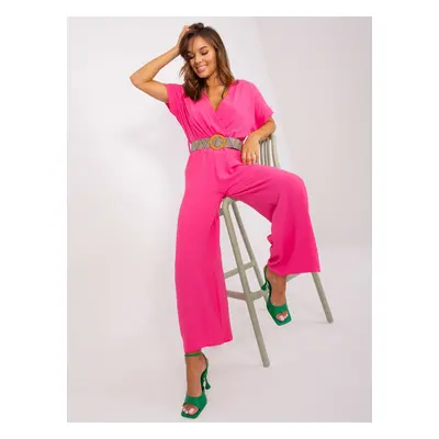 Dark pink overall with clutch neckline