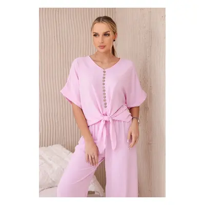 Women's set blouse + trousers - light pink