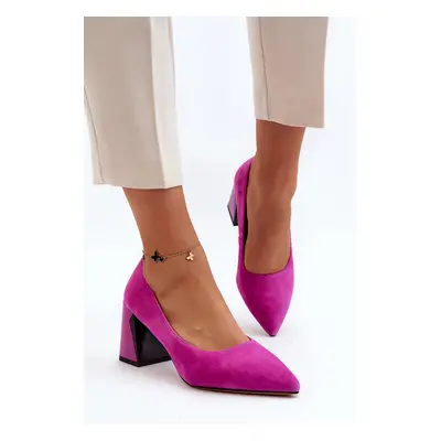 Fuchsia Alessyndra suede high heeled pumps