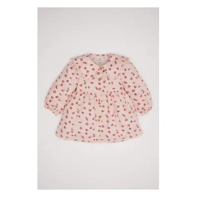 DEFACTO Baby Girl Floral Long Sleeve Twill Dress