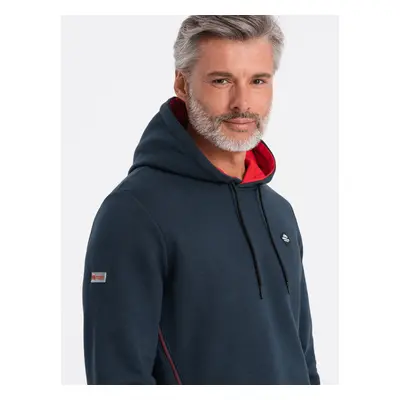 Ombre Men's hoodie with zippered pocket - navy blue