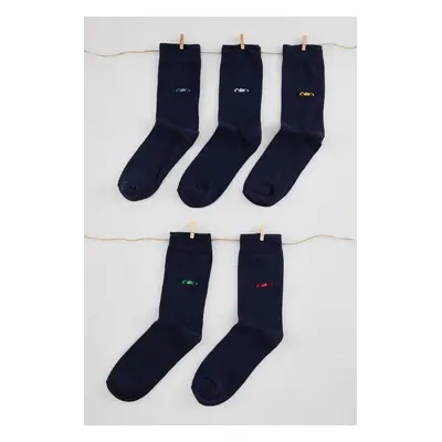 Trendyol Navy Blue Unisex Pack Car Embroidered Cotton Sock-Long Socks