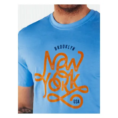 Men's T-shirt with print, blue Dstreet