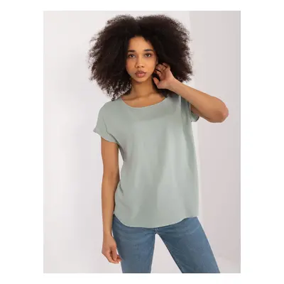 Pistachio blouse with round neckline SUBLEVEL