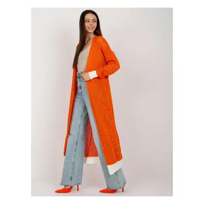 Orange women's cardigan with wool