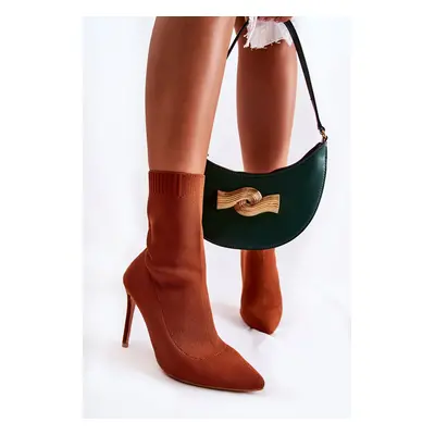 Women's high boots with heeled sock Camel Luisell