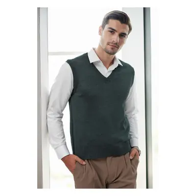 90829 Dewberry V Neck Sleeveless Knit Mens Sweater-Khaki