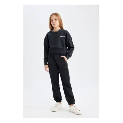 DEFACTO Girl Printed Sweatshirt Tracksuit Bottom 2-Piece Set