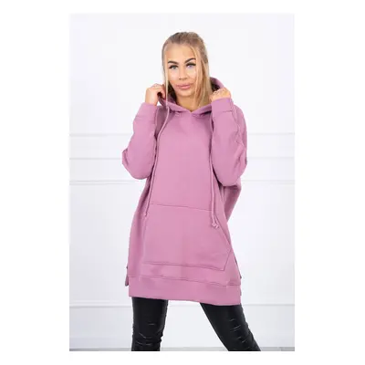 Insulated sweatshirt with slits on the sides dark pink