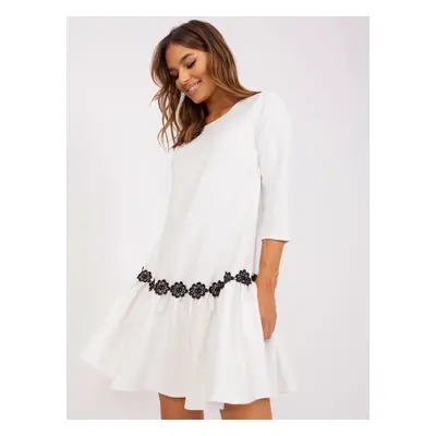 Ecru Extended Cocktail Dress with Lace