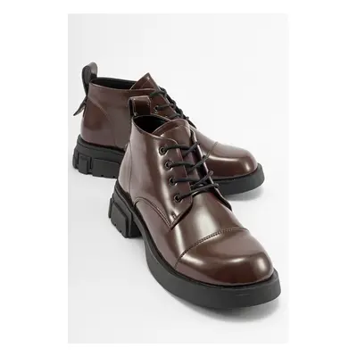 LuviShoes LAGOM Brown Patent Leather Women's Boots