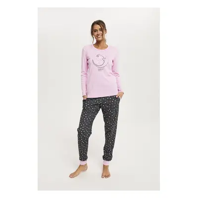 Antilia women's pyjamas, long sleeves, long legs - pink/print