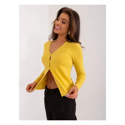 Yellow classic cardigan with a hint of viscose