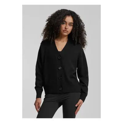 Women's ribbed cardigan with buttons black