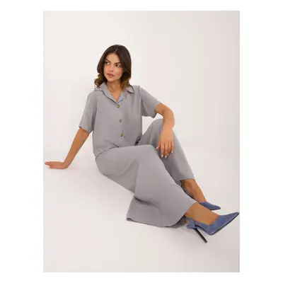 Grey women's summer set with a short shirt