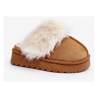 Children's slippers with Camel Birasta fur