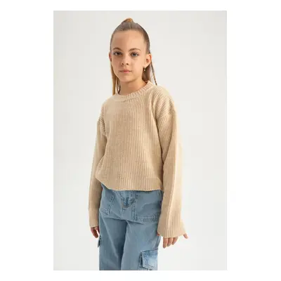 DEFACTO Girls Crew Neck Basic Sweater