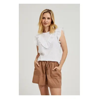 Women's blouse with gathering MOODO - white