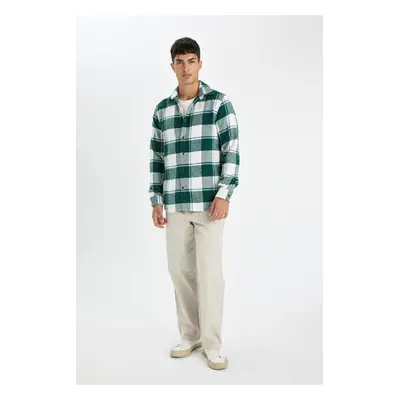 DEFACTO Regular Fit Regular Cut Buttoned Plaid Lumberjack Flannel Long Sleeve Shirt