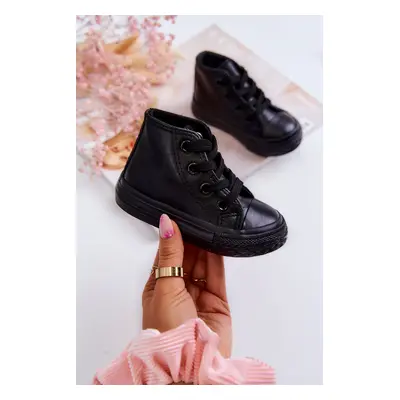 Children's leather high sneakers Black Marney