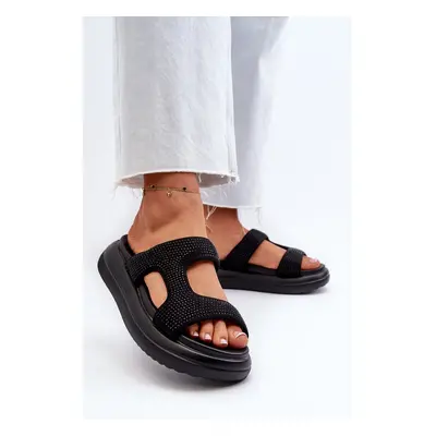 Black women's decorated Jestella platform slippers