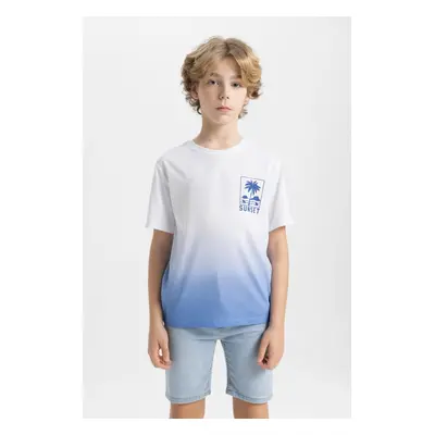 DEFACTO Boy's Crew Neck Printed Short Sleeve T-Shirt