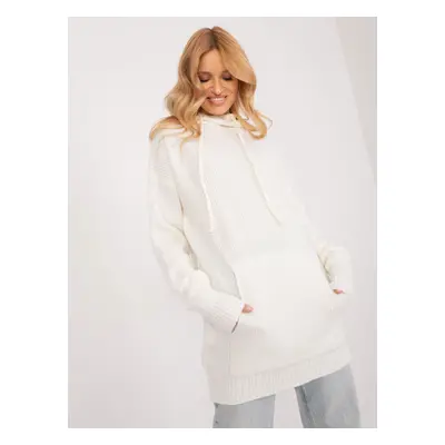 Ecru long oversize sweater with hood